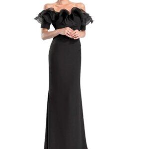 NWT Alexander by Daymor 1257 Ruffled Mother of the Bride Dress Black Size 16